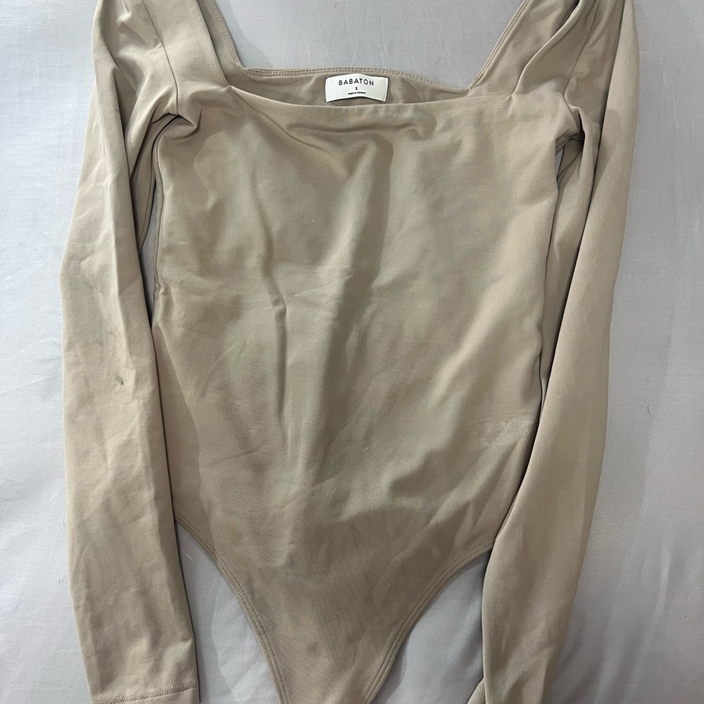 Babaton women Tan Long Sleeve Bodysuit
